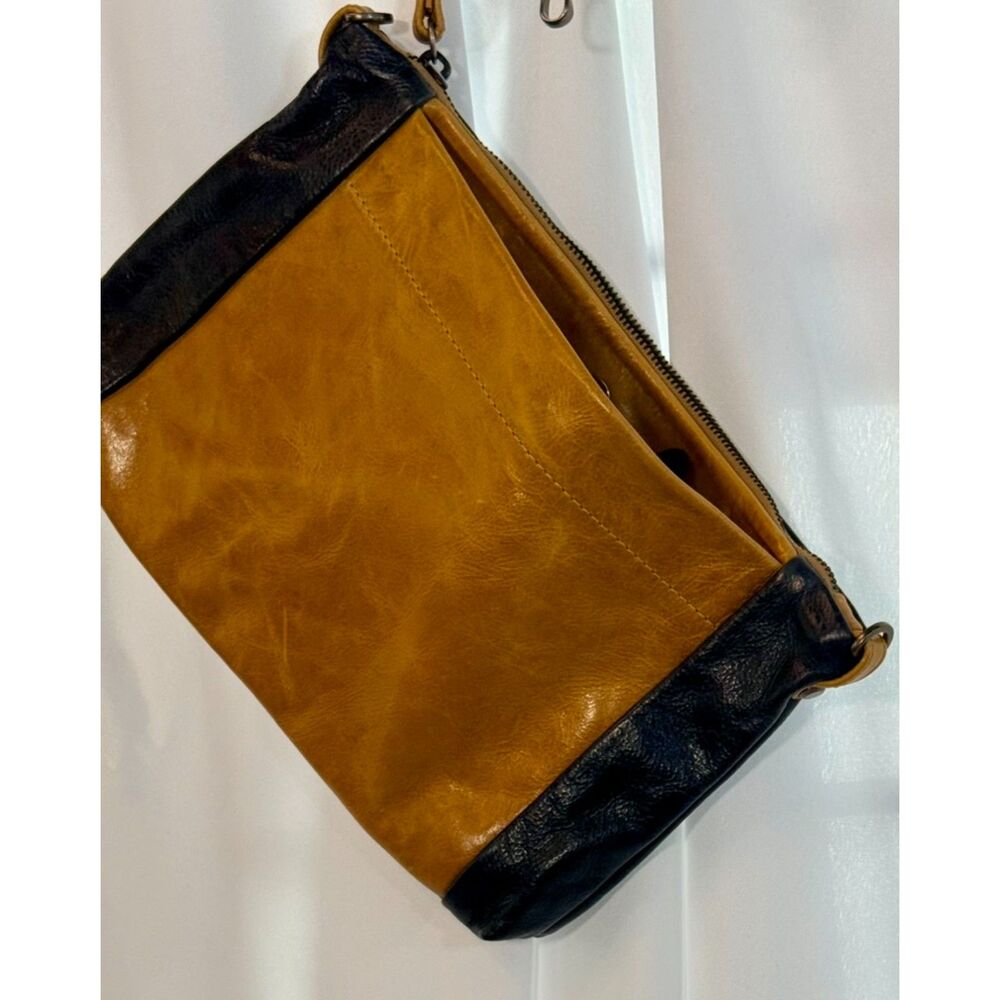 Rough & Tumble Marsden Large Goldenrod & Denim Blue Leather Crossbody Wristlet